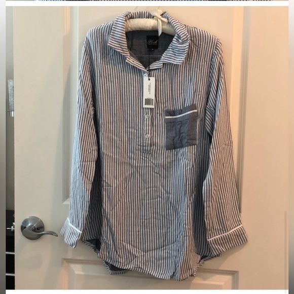 Plush Ultra Soft Boyfriend Striped Sleep shirt NWT - Picture 4 of 12